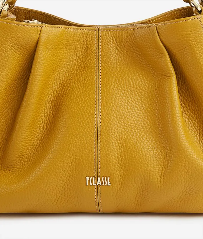 Woman Top Handle Bags Alviero Martini Universe Leather Bowler Bag With Crossbody Strap Oil Yellow