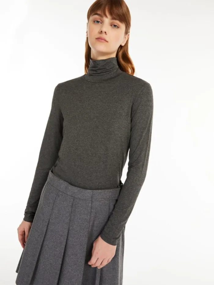 Woman Viscose Jersey Tshirt Dark Grey Maxmara Tshirts Woman Viscose Jersey Tshirt Dark Grey Maxmara Tshirts