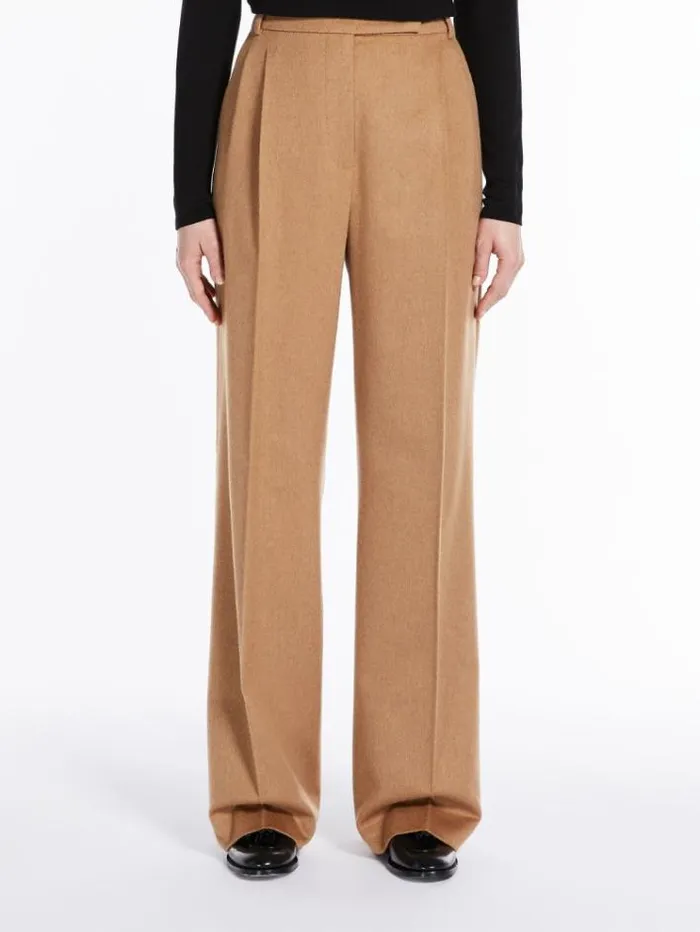Woman Wide Camel Trousers Camel Maxmara Trousers
