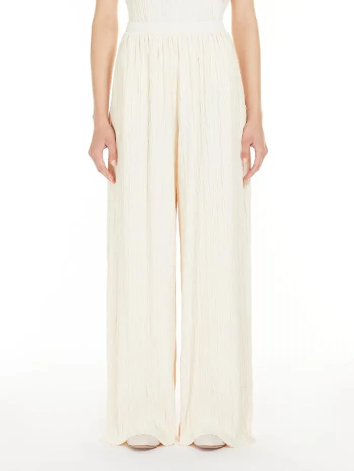 Woman Widefit Pleated Jersey Trousers Ivory Maxmara Trousers