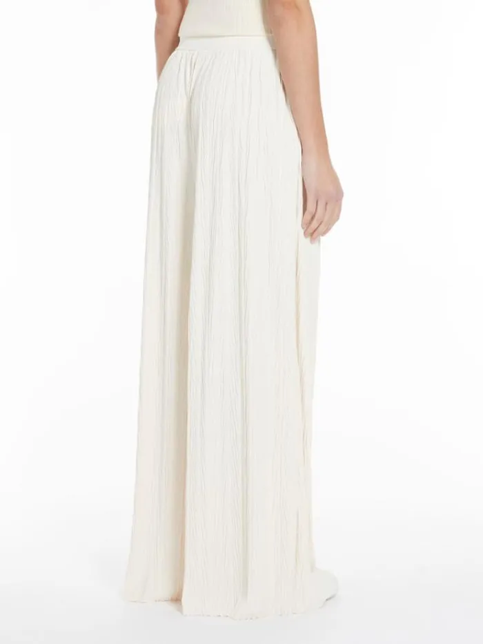 Woman Widefit Pleated Jersey Trousers Ivory Maxmara Trousers Woman Widefit Pleated Jersey Trousers Ivory Maxmara Trousers