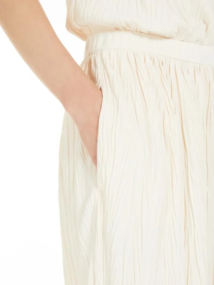 Woman Widefit Pleated Jersey Trousers Ivory Maxmara Trousers Woman Widefit Pleated Jersey Trousers Ivory Maxmara Trousers