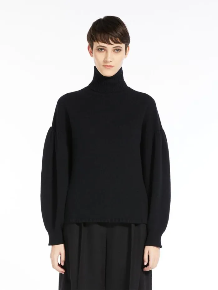 Woman Widesleeved Wool And Cashmere Jumper Black Maxmara Knitwear And Sweatshirts