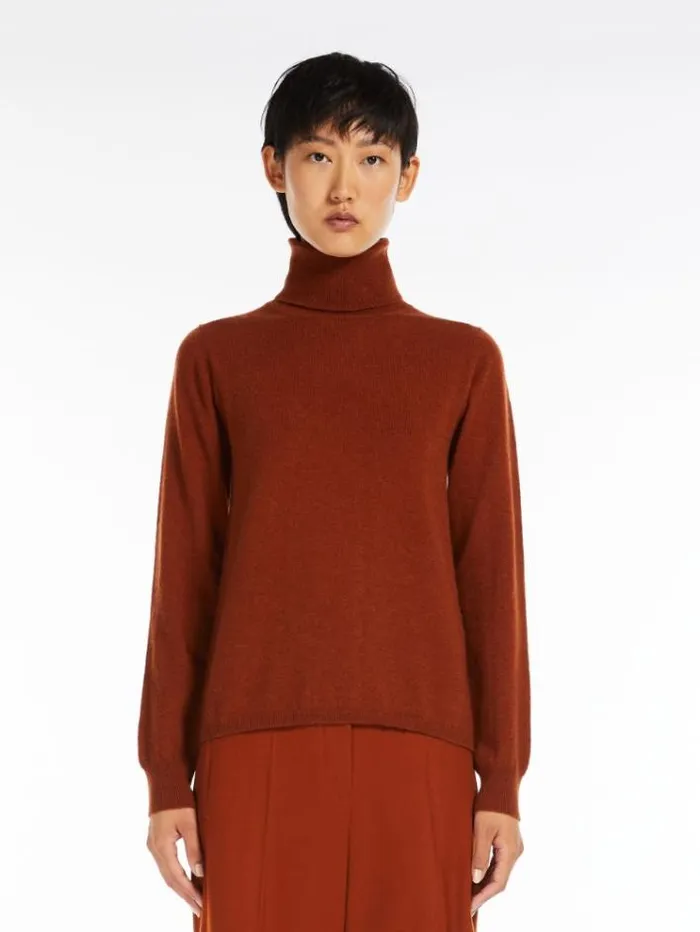 Woman Wool And Cashmere Poloneck Jumper Terra Cotta Maxmara Knitwear And Sweatshirts Woman Wool And Cashmere Poloneck Jumper Terra Cotta Maxmara Knitwear And Sweatshirts