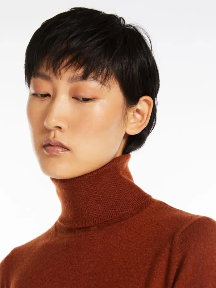 Woman Wool And Cashmere Poloneck Jumper Terra Cotta Maxmara Knitwear And Sweatshirts Woman Wool And Cashmere Poloneck Jumper Terra Cotta Maxmara Knitwear And Sweatshirts