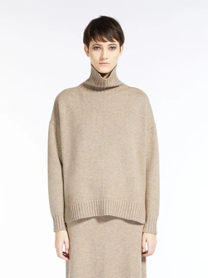 Woman Wool And Cashmere Pullover Sand Maxmara Knitwear And Sweatshirts