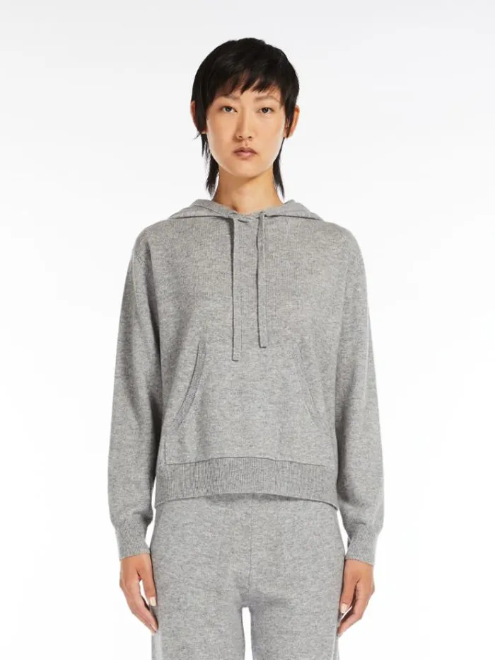 Woman Wool And Cashmere Sweatshirt Light Grey Maxmara Knitwear And Sweatshirts Woman Wool And Cashmere Sweatshirt Light Grey Maxmara Knitwear And Sweatshirts