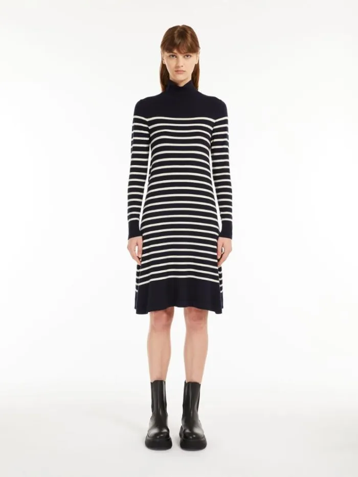 Woman Wool And Silk Yarn Dress Ultramarine Maxmara Dresses