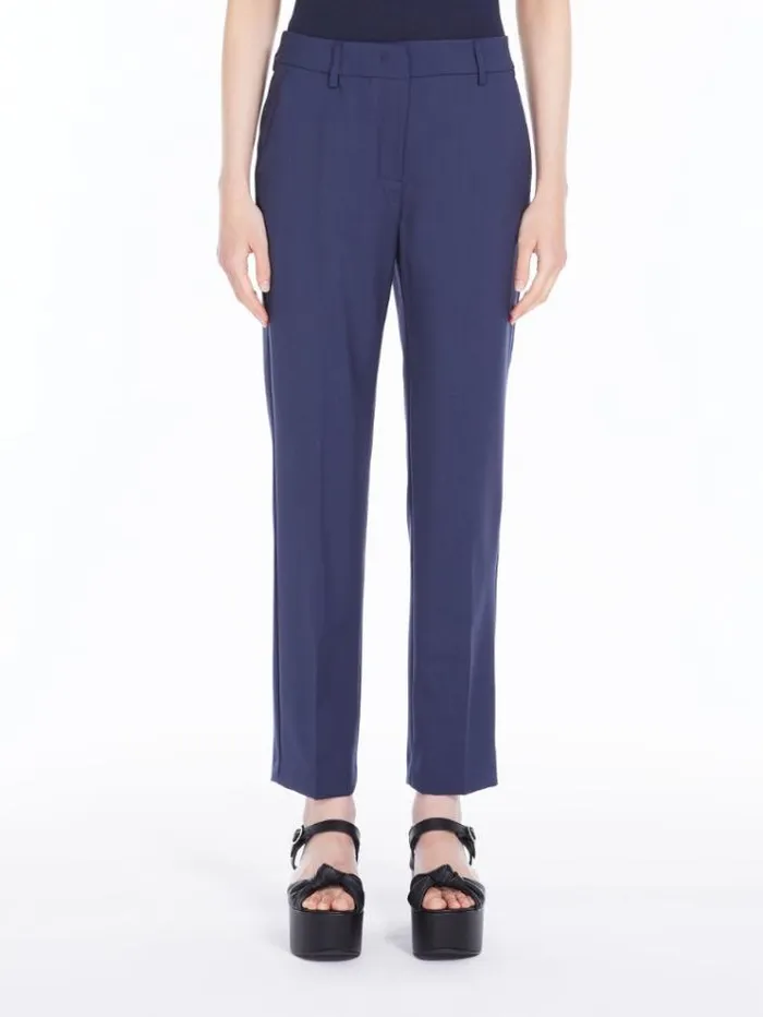 Woman Wool Cigarettecut Trousers Navy Maxmara Suit