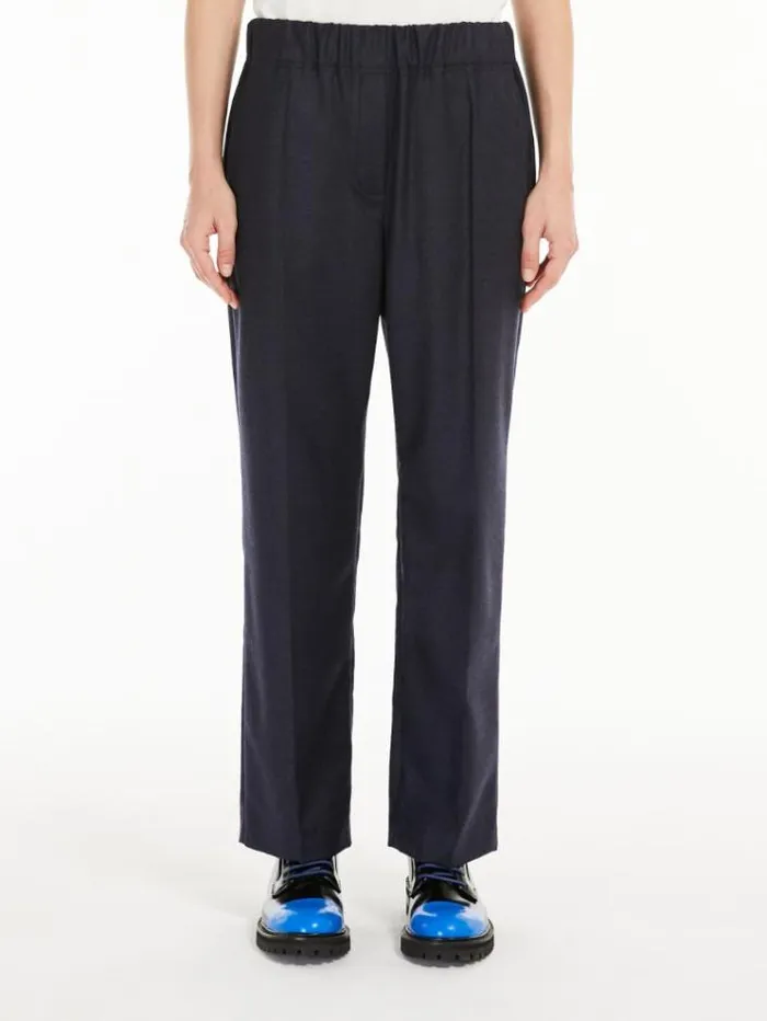 Woman Wool Flannel Trousers Ultramarine Maxmara Trousers