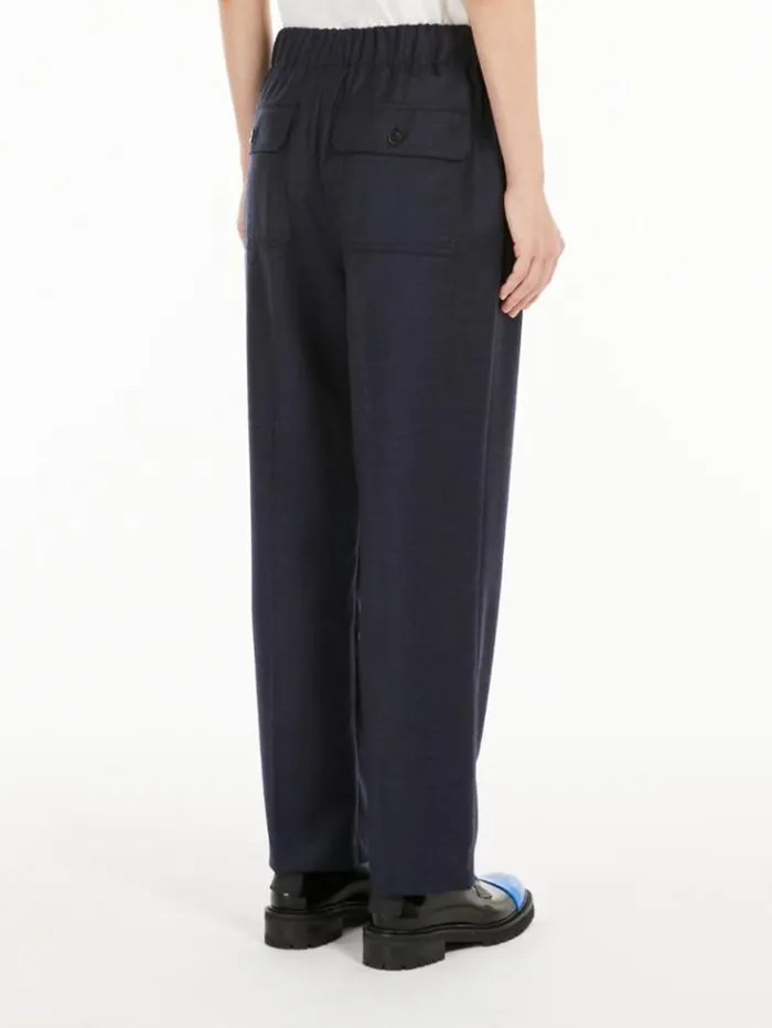 Woman Wool Flannel Trousers Ultramarine Maxmara Trousers Woman Wool Flannel Trousers Ultramarine Maxmara Trousers