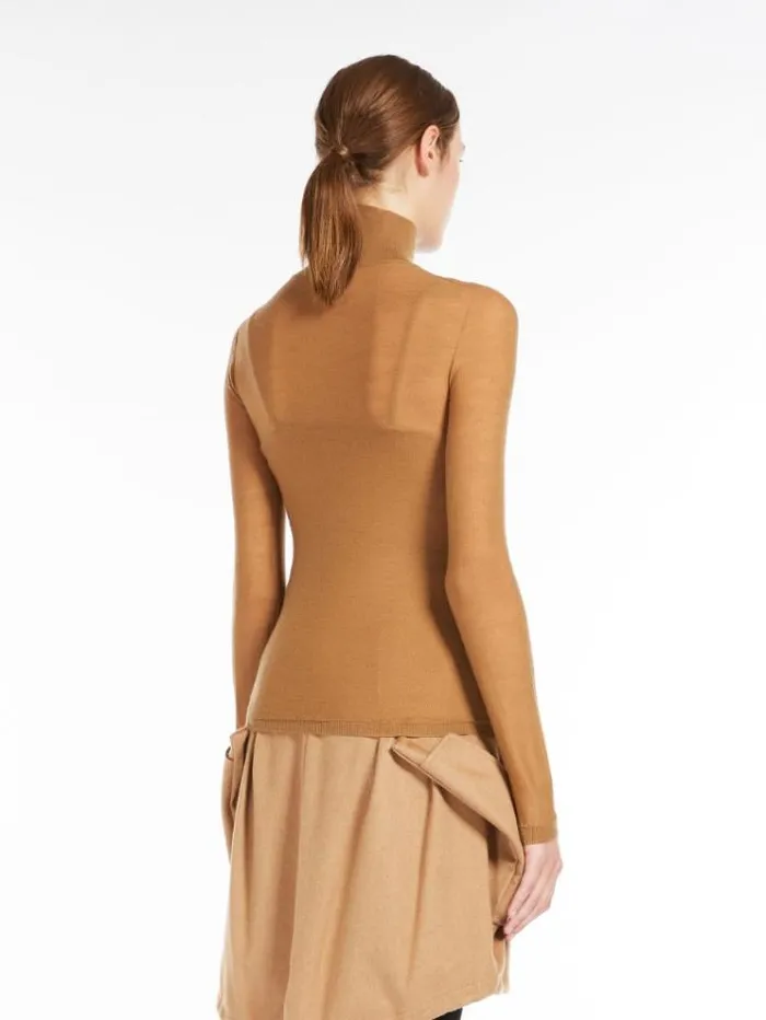 Woman Wool Gauze Turtleneck Camel Maxmara Knitwear And Sweatshirts Woman Wool Gauze Turtleneck Camel Maxmara Knitwear And Sweatshirts