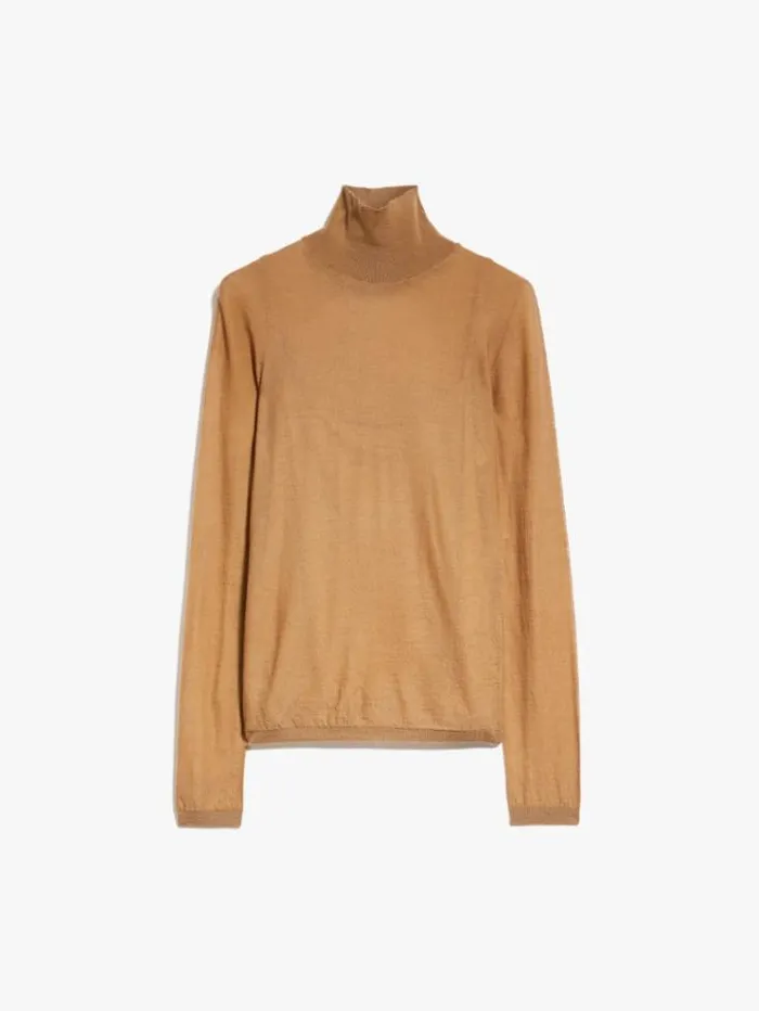 Woman Wool Gauze Turtleneck Camel Maxmara Knitwear And Sweatshirts Woman Wool Gauze Turtleneck Camel Maxmara Knitwear And Sweatshirts
