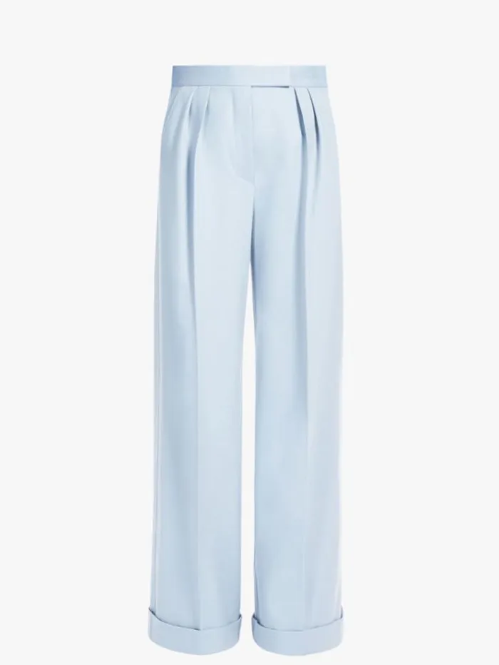Woman Wool Jersey Palazzo Trousers Light Blue Maxmara Trousers Woman Wool Jersey Palazzo Trousers Light Blue Maxmara Trousers