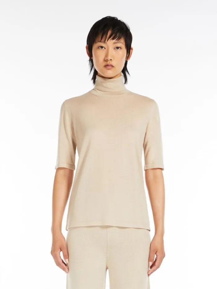 Woman Wool Knit Turtleneck Jumper Albino Maxmara Knitwear And Sweatshirts