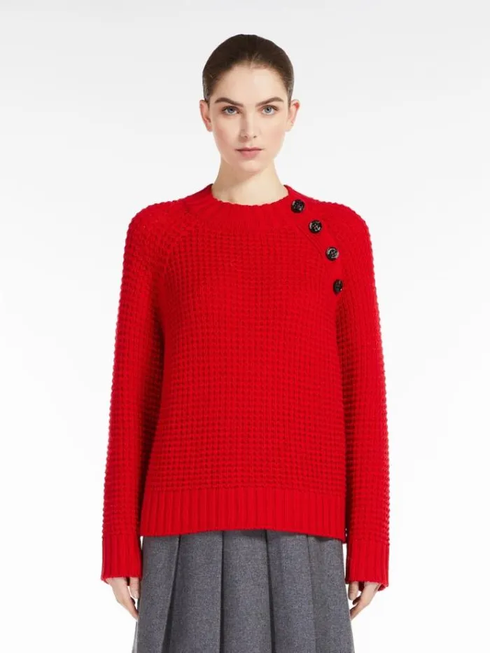 Woman Wool Yarn Sweater Red Maxmara Knitwear And Sweatshirts
