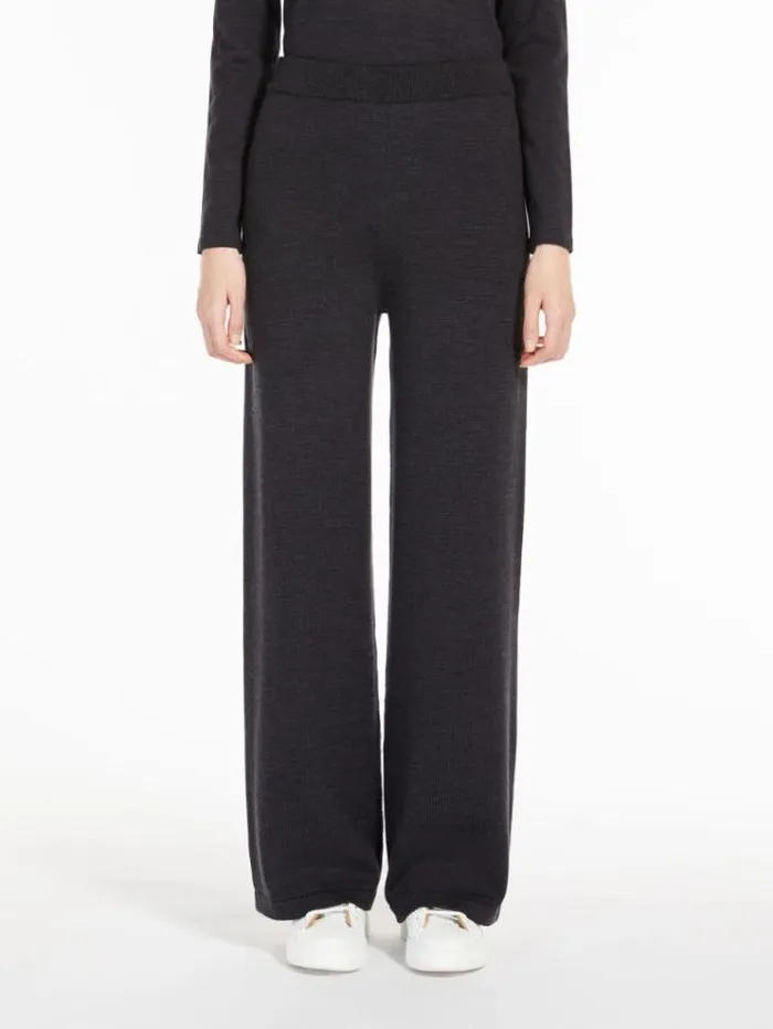 Woman Wool Yarn Trousers Dark Grey Maxmara Trousers