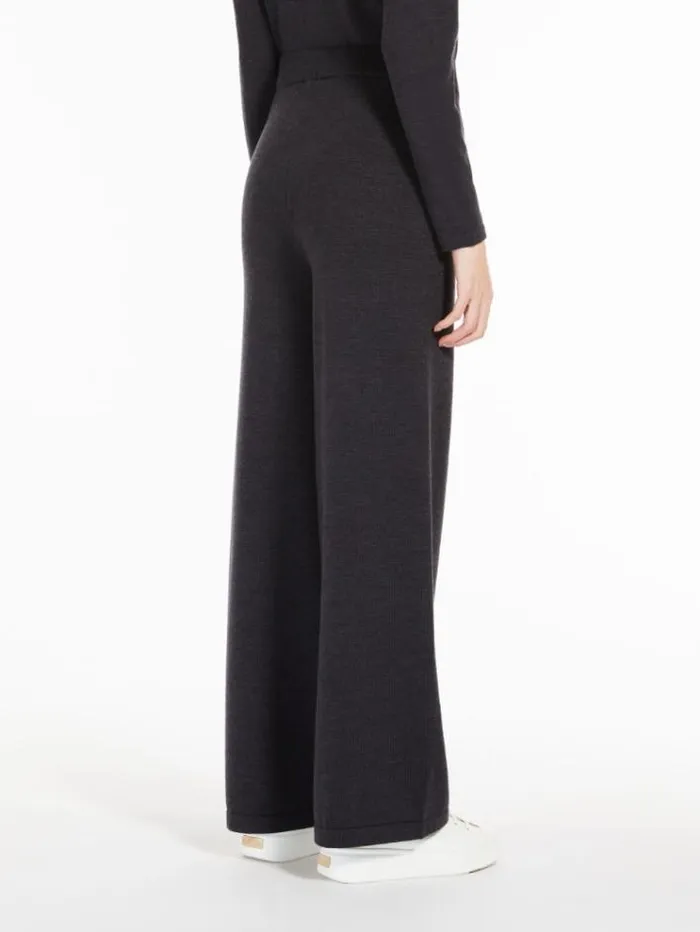 Woman Wool Yarn Trousers Dark Grey Maxmara Trousers Woman Wool Yarn Trousers Dark Grey Maxmara Trousers
