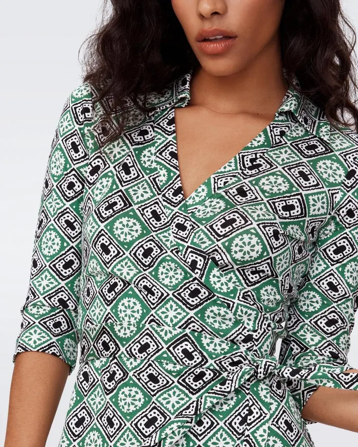 Women Abigail Silk Jersey Midi Wrap Dress Paper Cut Geo DVF Dresses