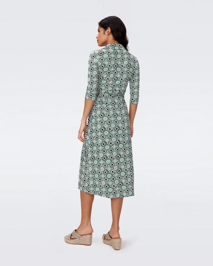 Women Abigail Silk Jersey Midi Wrap Dress Paper Cut Geo DVF Dresses