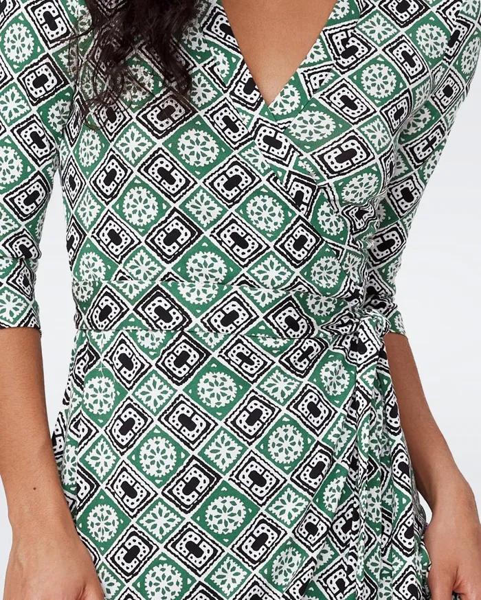 Women Abigail Silk Jersey Midi Wrap Dress Paper Cut Geo DVF Dresses