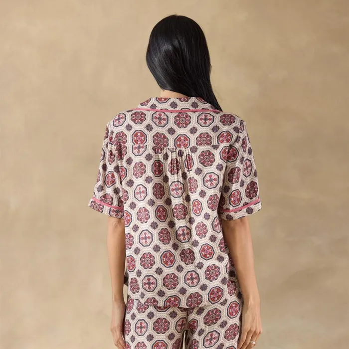 Women Abstract Gardens Pajama Top Vanilla Sundance Catalog Tops Women Abstract Gardens Pajama Top Vanilla Sundance Catalog Tops