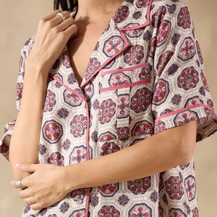 Women Abstract Gardens Pajama Top Vanilla Sundance Catalog Tops Women Abstract Gardens Pajama Top Vanilla Sundance Catalog Tops