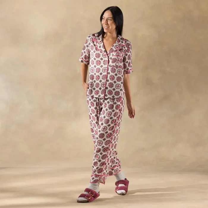 Women Abstract Gardens Pajama Top Vanilla Sundance Catalog Tops Women Abstract Gardens Pajama Top Vanilla Sundance Catalog Tops