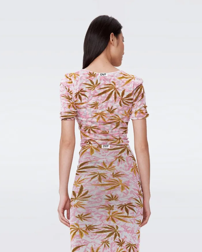 Women Ali Reversible Mesh Top Cannabis Pink And Rose Showers Khaki DVF Tops