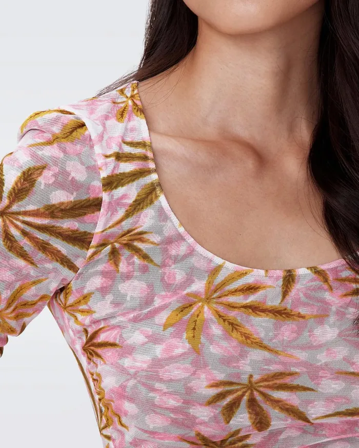Women Ali Reversible Mesh Top Cannabis Pink And Rose Showers Khaki DVF Tops