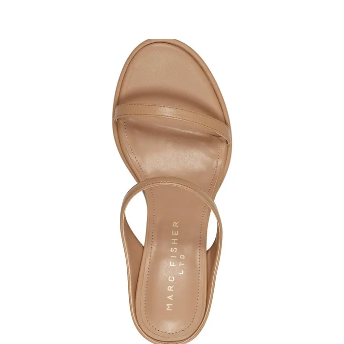 Women Alonde Heeled Slide Sandal Medium Natural Leather Marc Fisher Mules and Slides