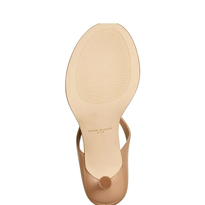Women Alonde Heeled Slide Sandal Medium Natural Leather Marc Fisher Mules and Slides