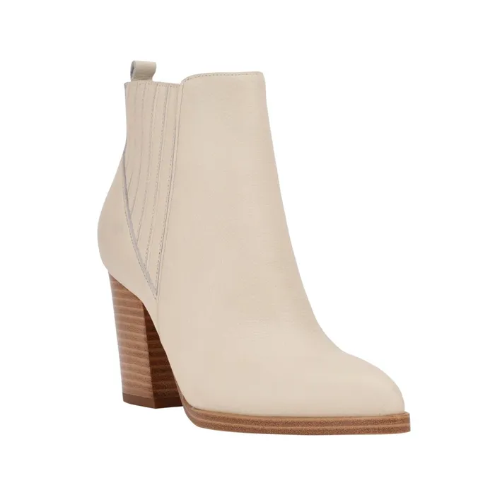 Women Alva Pointy Toe Bootie Chic Cream Leather Marc Fisher Boots and Booties