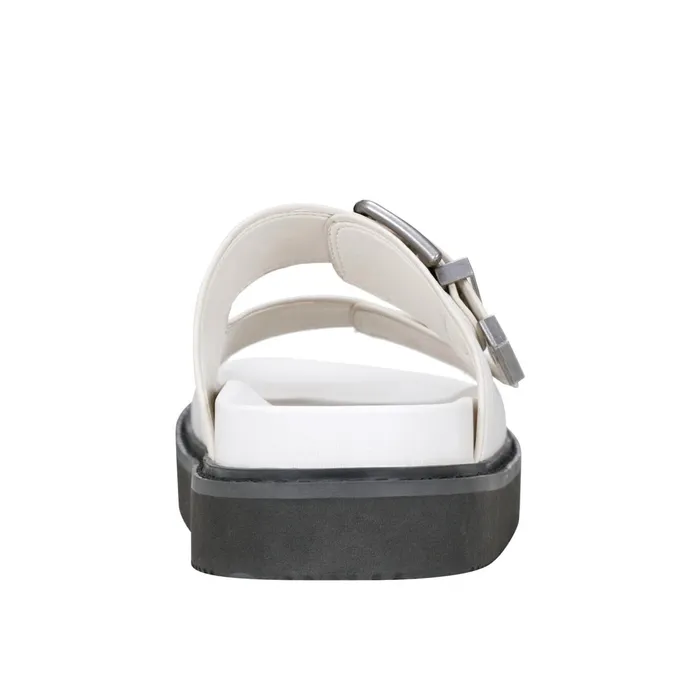 Women Amirra Buckle Slide Sandal Chic Cream Leather Marc Fisher Mules and Slides