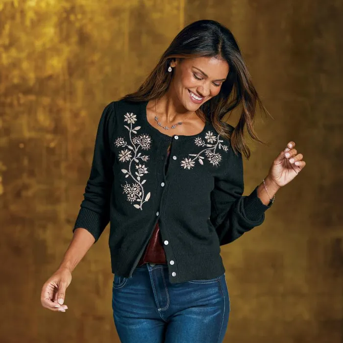Women Andrina Cardigan Petite Black Sundance Catalog Sweaters
