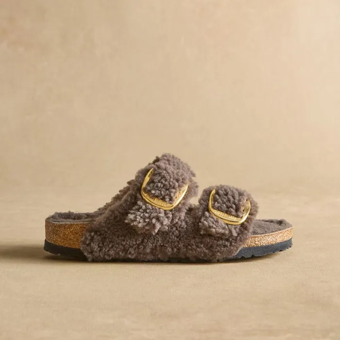 Women Arizona Big Buckle Teddy Sandals Gray Sundance Catalog Sandals