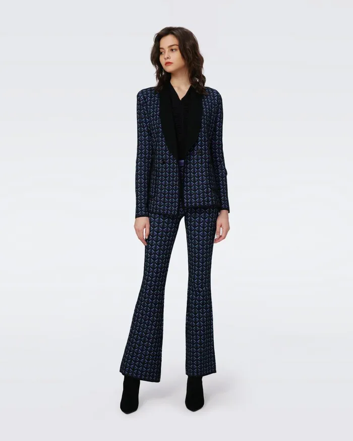 Women Ashdon Knit Jacquard Pants Tiny Stadium Geo Purple Blush DVF Pants and Shorts