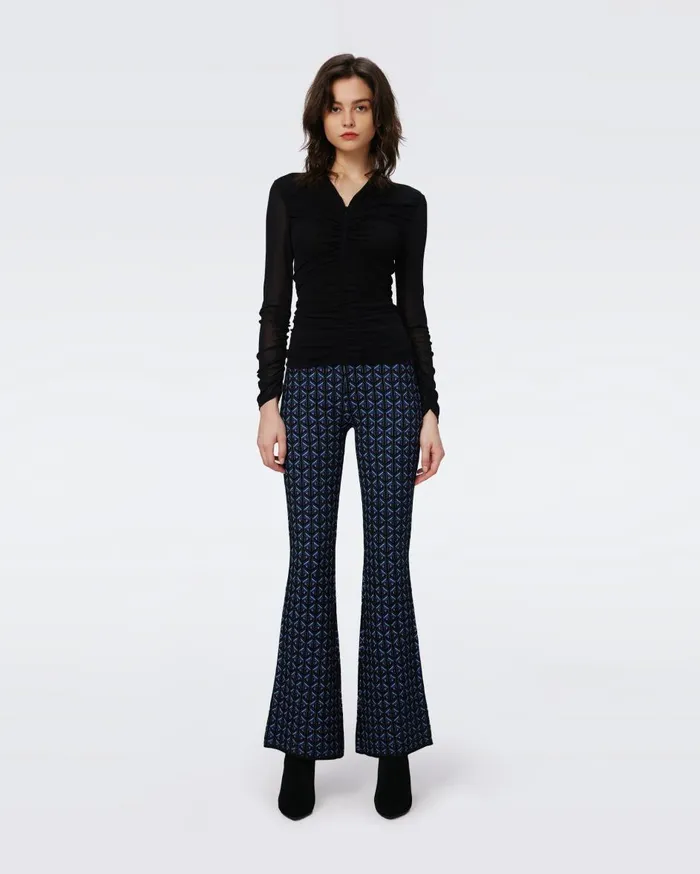 Women Ashdon Knit Jacquard Pants Tiny Stadium Geo Purple Blush DVF Pants and Shorts