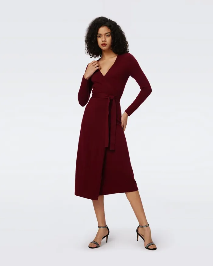 Women Astrid WoolCashmere Wrap Dress Mulberry Mist DVF Dresses