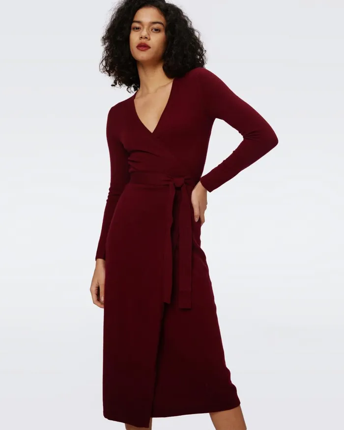 Women Astrid WoolCashmere Wrap Dress Mulberry Mist DVF Dresses