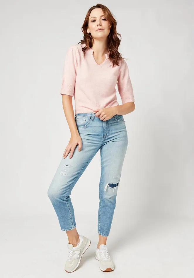 Women Bastien Puff Sleeve Sweater Dusty Rose Htr Buffalo David Bitton Sweaters