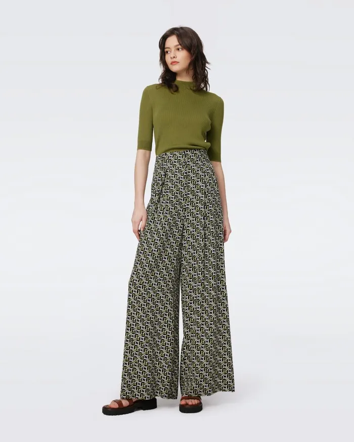 Women Bellini Pants Tiny Gig Tile Green DVF Pants and Shorts