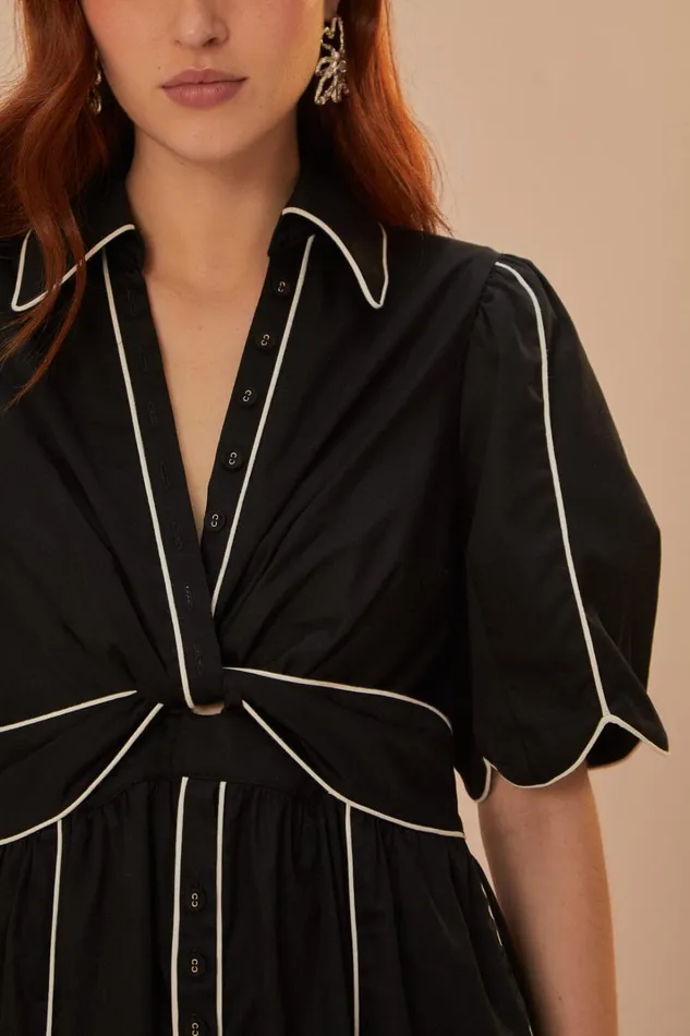Women Black And White Short Sleeve Midi Dress Black And White FARM Rio Midi Dresses