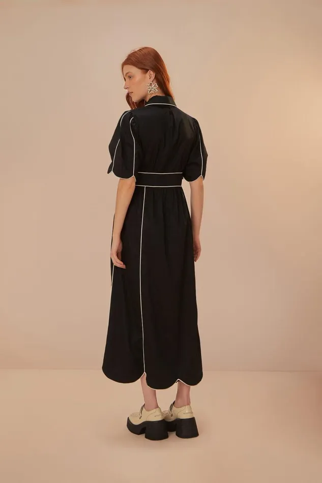Women Black And White Short Sleeve Midi Dress Black And White FARM Rio Midi Dresses