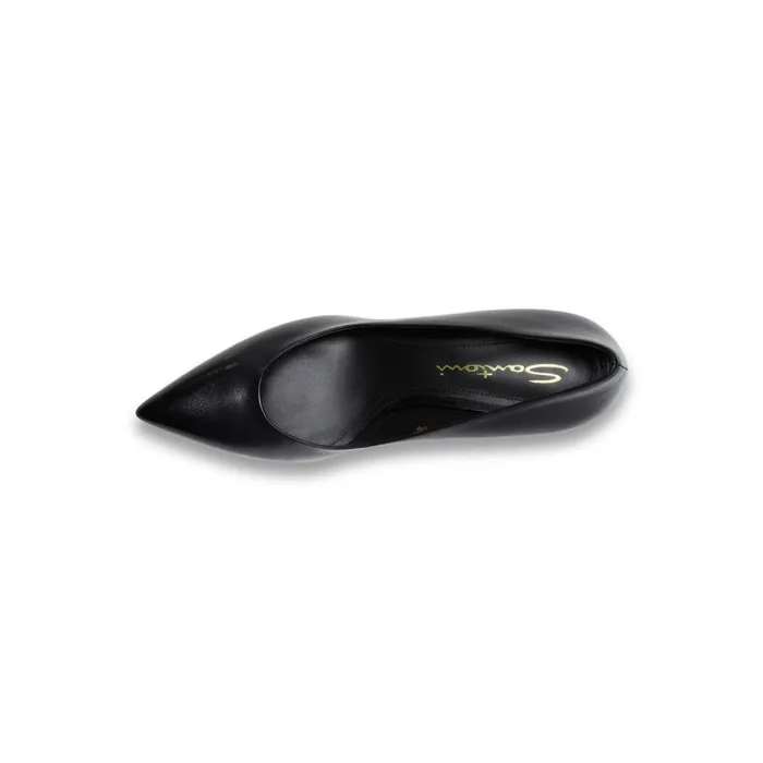 Women Black Leather MidHeel Pump Santoni Pumps and Heels