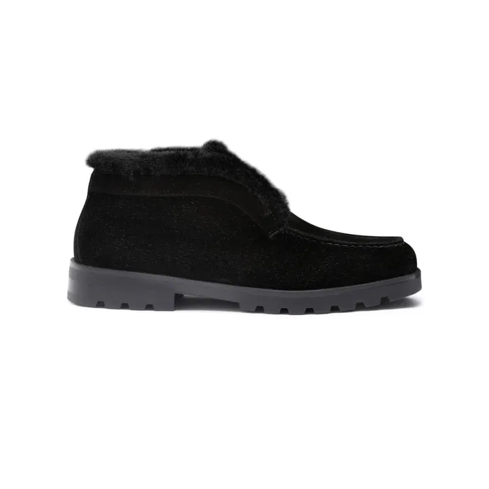 Women Black Suede Desert Boot With Fur Santoni Boots and Ankle Boots