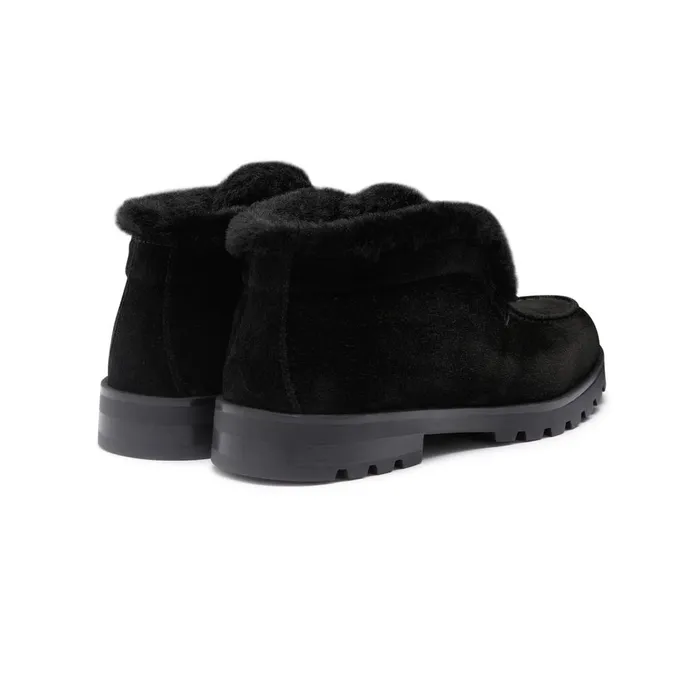 Women Black Suede Desert Boot With Fur Santoni Boots and Ankle Boots