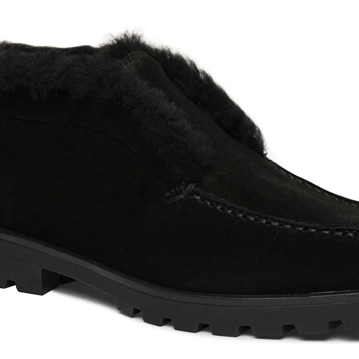 Women Black Suede Desert Boot With Fur Santoni Boots and Ankle Boots