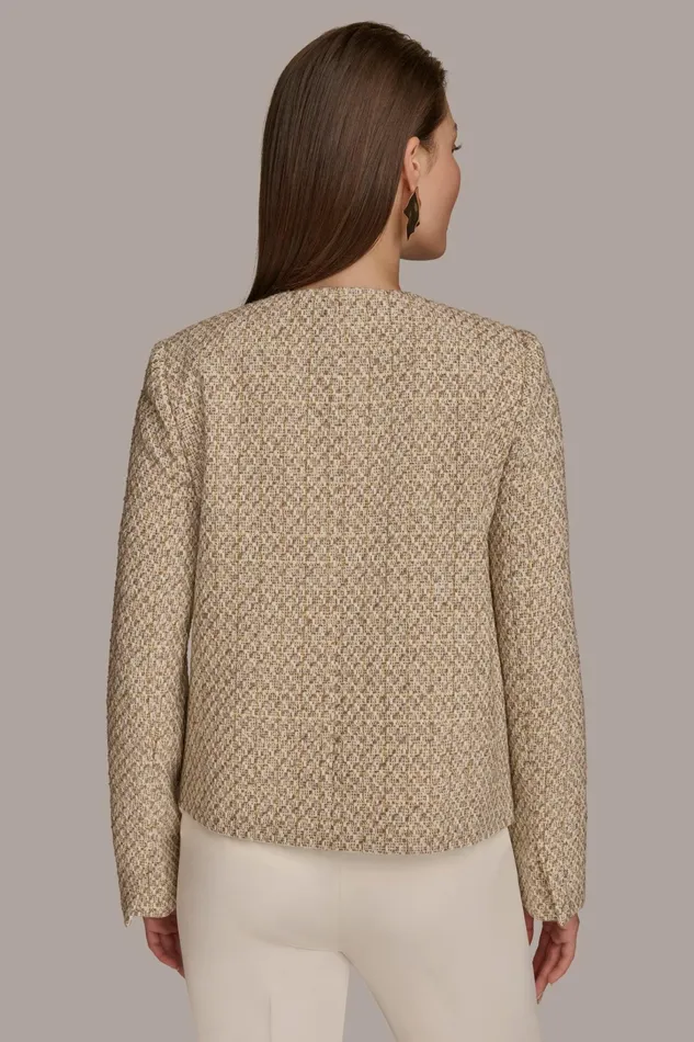 Women Blazers Donna Karan BUTTON JACKET Ivorygold