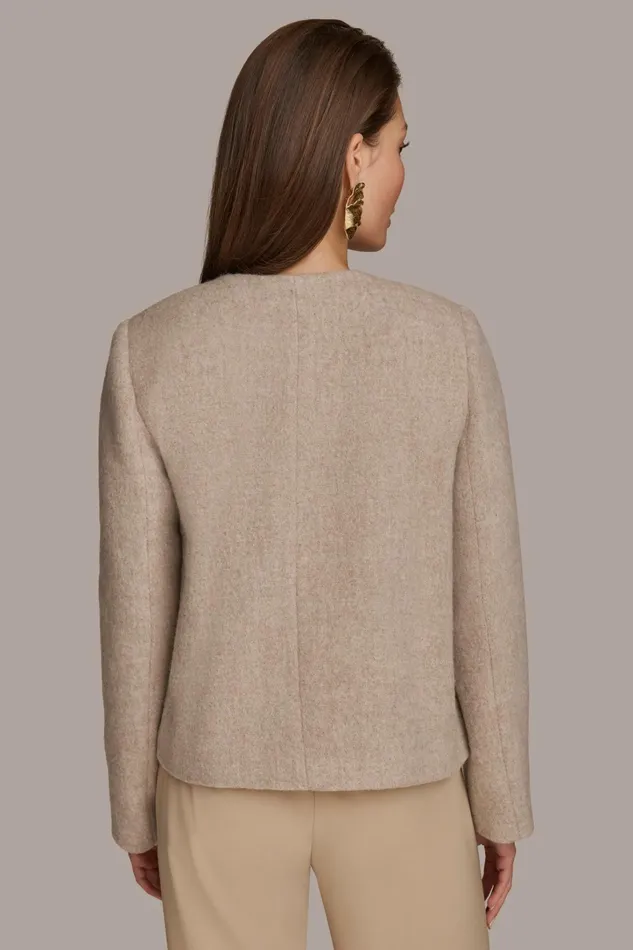 Women Blazers Donna Karan BUTTON JACKET WITH POCKETS Beige